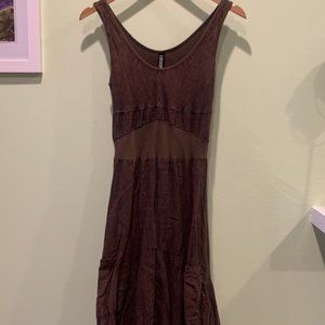 ONZ brown linen dress with asymmetrical hem